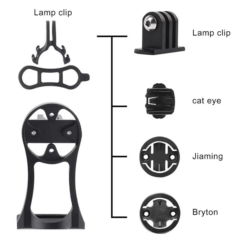 Bicycle Computer Mount for Garmin Bryton CATEYE | Metal Handlebar Bracket with Light & Camera Holder