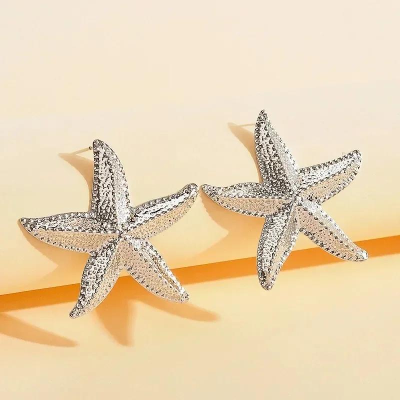 New Gothic Stereo Conch Personality Ancient Silver Stud Earrings for Men Women Hallowmas Punk Jewelry Vacation Accessory Gift