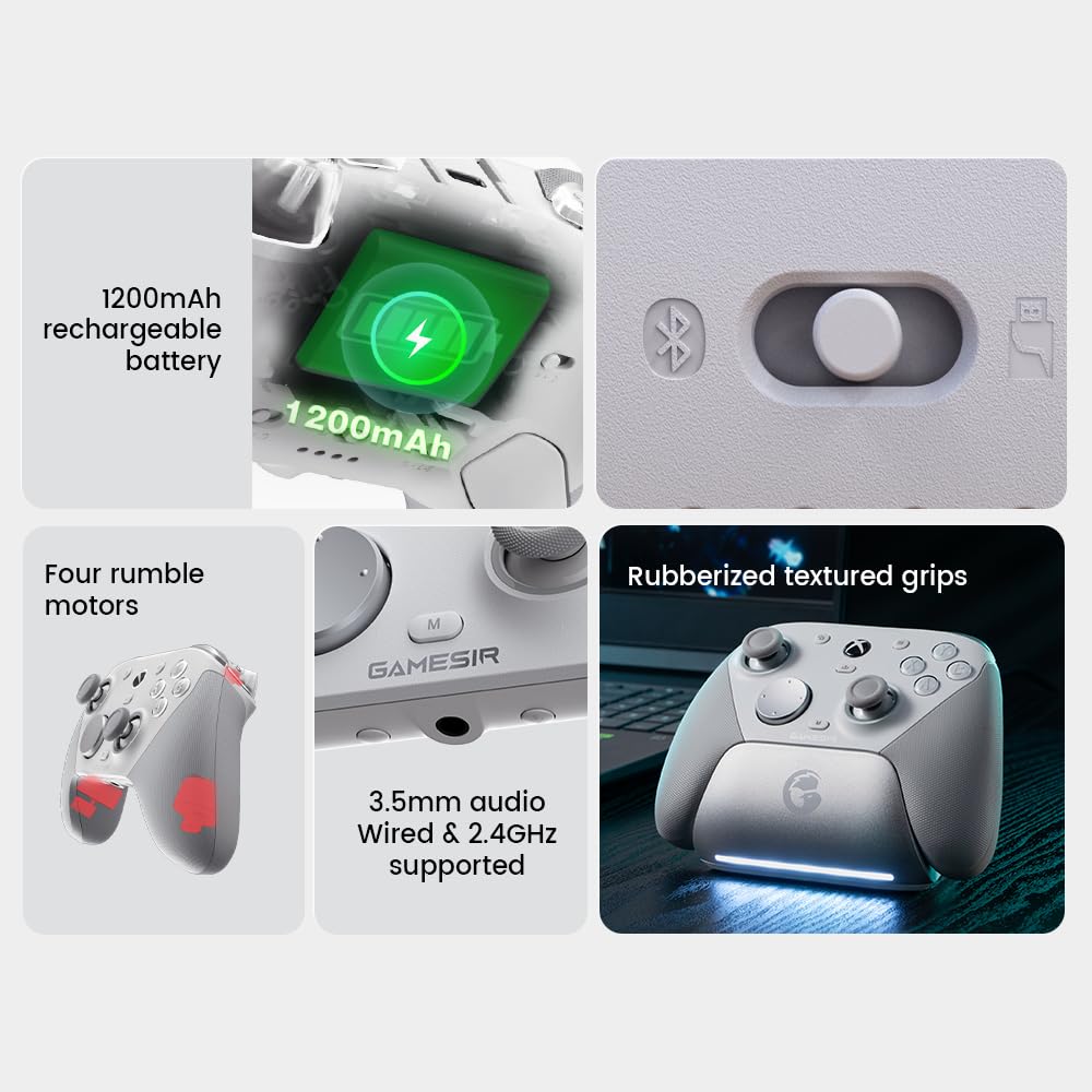 GameSir G7 Pro Wireless Game Controller with Connections Interchangeable Durable Hall Effect Compatible with and Xbox Licensed by Three-Mode