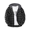 Men's Fall-Design Hooded Checkered Sweatshirt, Flannel Hoodie