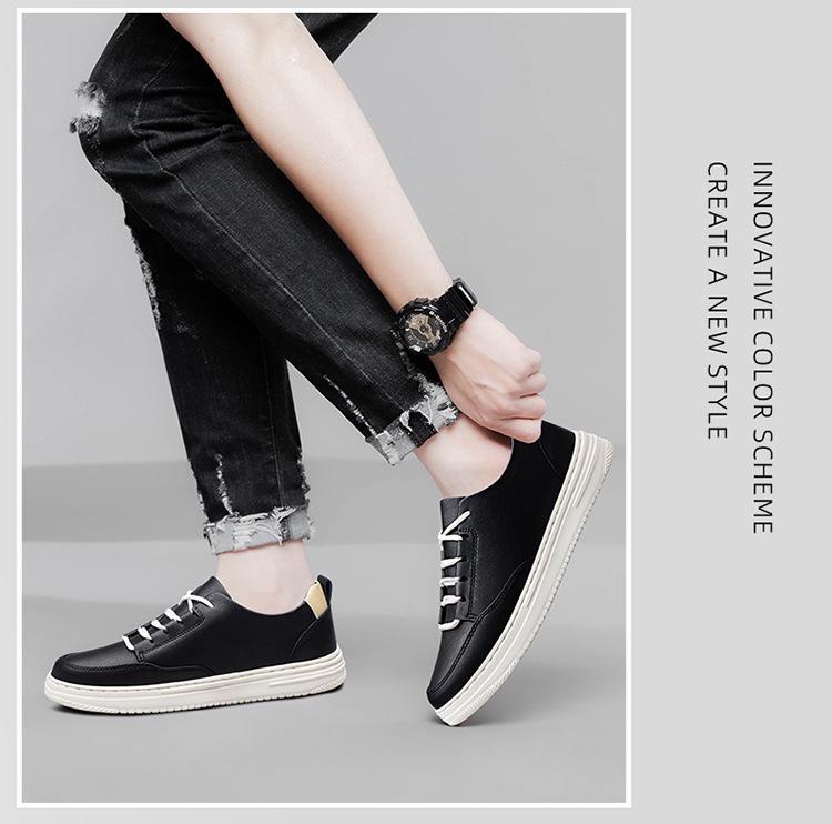 Men's Handmade Retro White Low-Top Board Shoes - Versatile Cowhide Casual Flats for Spring