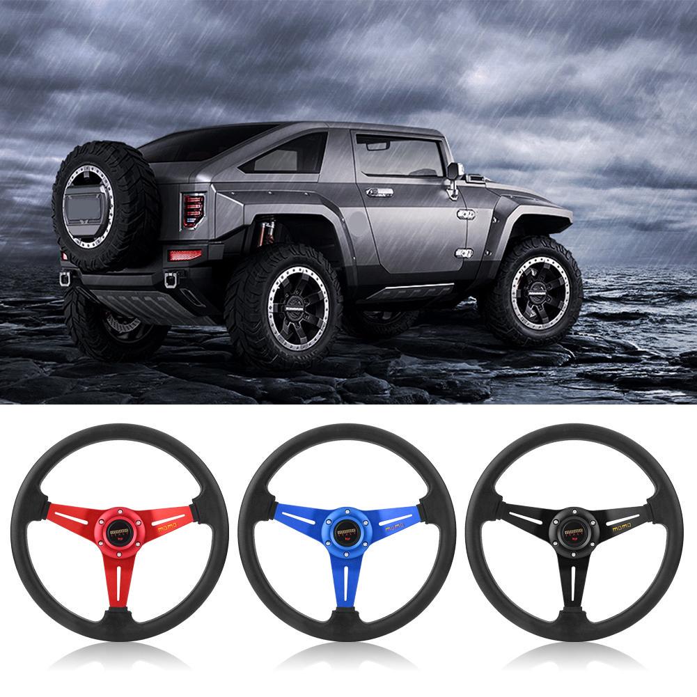 Car Steering Wheel 350mm 14inch Frame PU Leather 6-Bolt Car Racing Steering Wheel Universal Aluminum W//Horn Automotive Steering Wheel black
