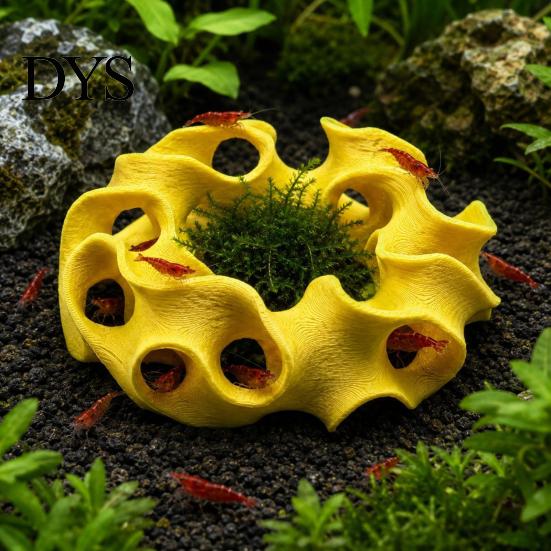 Stable Bottom Decoration for Aquarium 3D Printed Hideout Cave, Wavy Hollow Ring Fish Shrimp Shelter, Landscape Accessories Breeding Hiding Hole Decor,