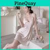 Robe de nuit sans manches style Pure Desire pour femme, à pois bulles roses, en soie glacée respirante pour le confort à la maison
