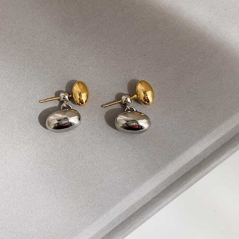 Francuskie Geometryczne Owalne Metalowe Kolczyki Kontrastowe Kolczyk Osobowości Jeden Styl Dwa Sposoby Noszenia dla Kobiet Dziewcząt Biżuteria Impreza Święto