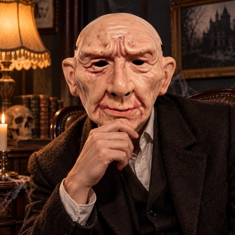 Creative Elderly Halloween Mask Spooky Realistic Meng Po Mask Funny Cosplay Props Carnival Party