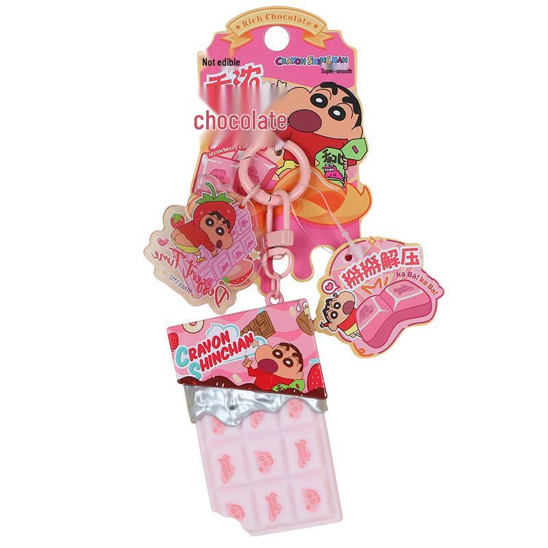 Crayon Shin-chan Breakable Chocolate Pendant Keychain - Trendy Decompression Toy Gift