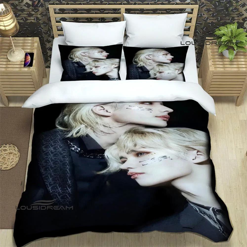 Kpop S-Stray-K-Kids Druck Bettwäschesets Exquisites Bettzubehör Set Bettbezug Bettdecke Set Bettwäscheset Luxus Geburtstagsgeschenk