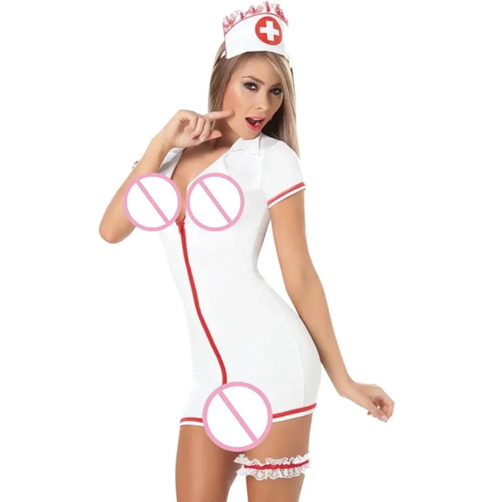 Lingerie Women's Sexy Lingerie Nurse Cosplay Uniform Costume Costume Teddy Babydoll Exotic Costume Sexy Cosplay  Maids Outfit
