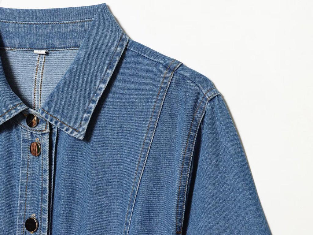 2026 Spring Women's Denim Long-Sleeve Shirt Dress - European & American Style 90421