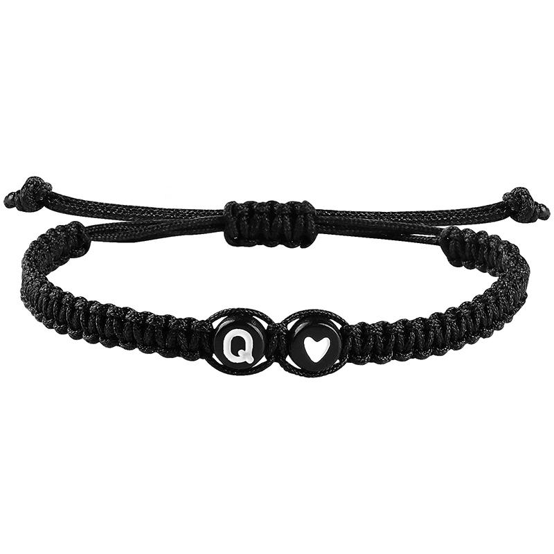 26 liter inicjał serca bransoletki ręcznie robione regulowane AZ nazwa plecione bransoletki dla kobiet mężczyzn biżuteria przyjaźni prezenty