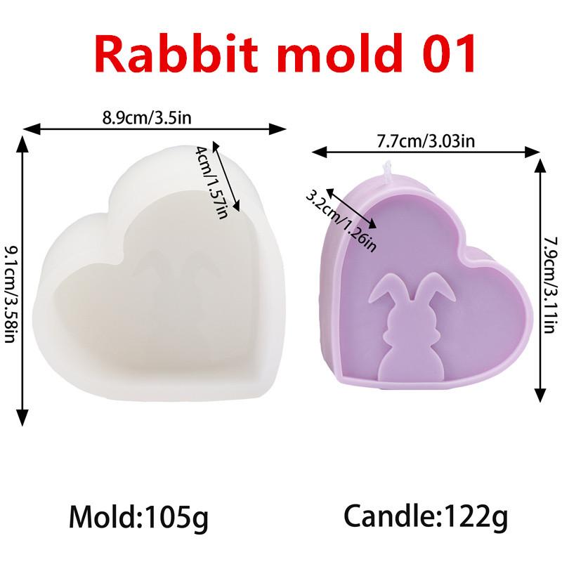 

3D Easter Bunny Silicone Molds DIY Rose Heart Shaped Bunnies Flower Accents Soap Candles Plaster Cute Holiday Home Decor Gifts