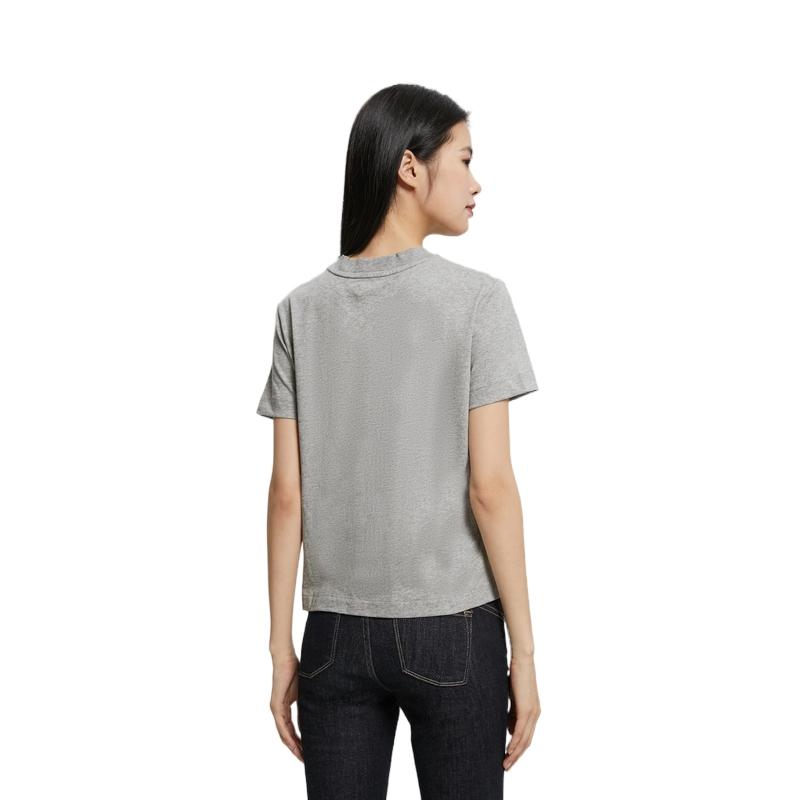 Calvin Klein Cotton Slim Fit Embroidered Breathable Round Neck Short Sleeve T-Shirt Women Tops Hero-Gray 40WH105-CVP