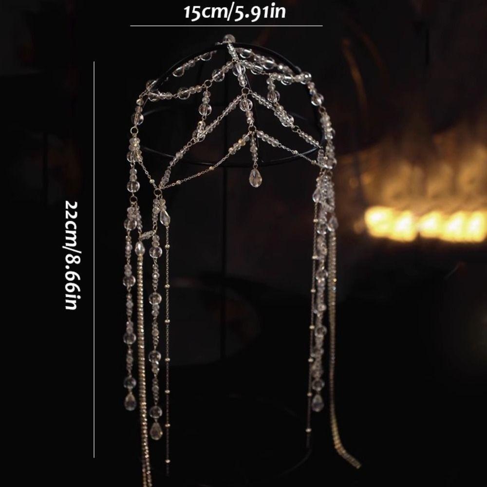 Fairy Glitter Beaded Forehead Ornament Long Tassel Bridal Crown  Wedding Styling Accessories