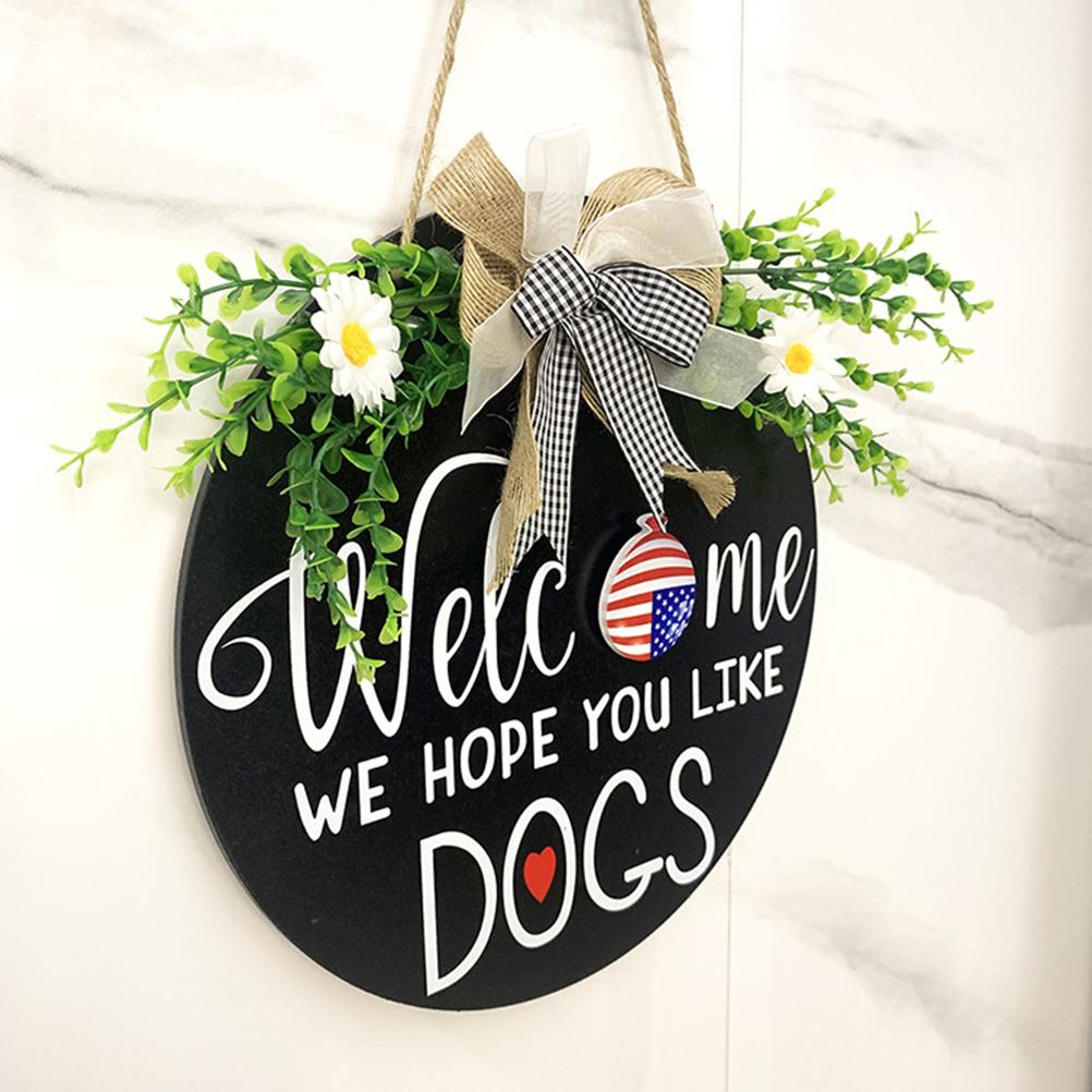 Welcome Wooden Sign Door Hanging Pendant Board Doorplate Adornment Festival Emblems