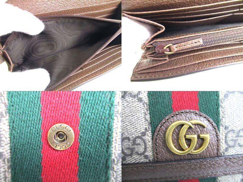 Autentická GUCCI GG DIY Ophidia hnědá kožená peněženka Kontinentální peněženka #a106