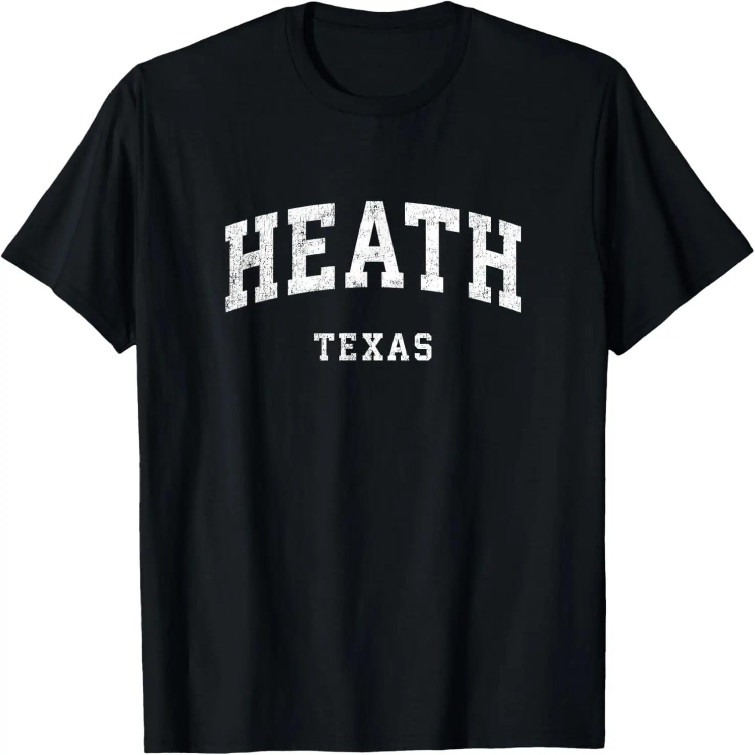 Heath Texas TX Vintage Athletic Sports Design T-Shirt S чёрный