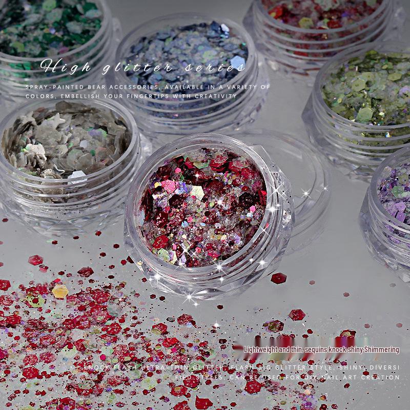 Nail Art Mixed Glitter Sequins: High Shine Hexagons & Rounds