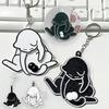 Playful Egg Cat Keychain Cute Acrylic Creative Unique Bag Charm Gift Rotating Cat Acrylic Pendant for Purse Backpack Accessories