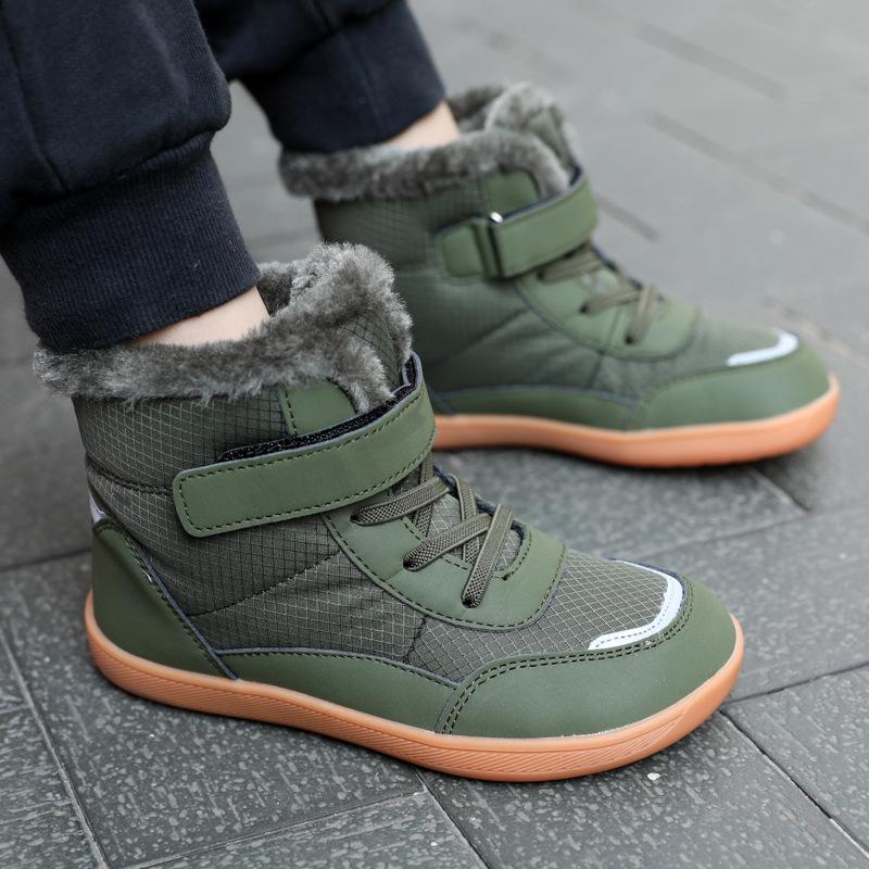 Children's cotton shoes snow shoes winter outdoor barefoot shoes male and female students waterproof non-slip velvet warm cotton shoes