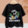 Hot Pixel Game T-shirt Birthday Number Clothes Round Collar Clothing Minecrafted Cartoon Short Sleeve Black Summer Tee Top Gift