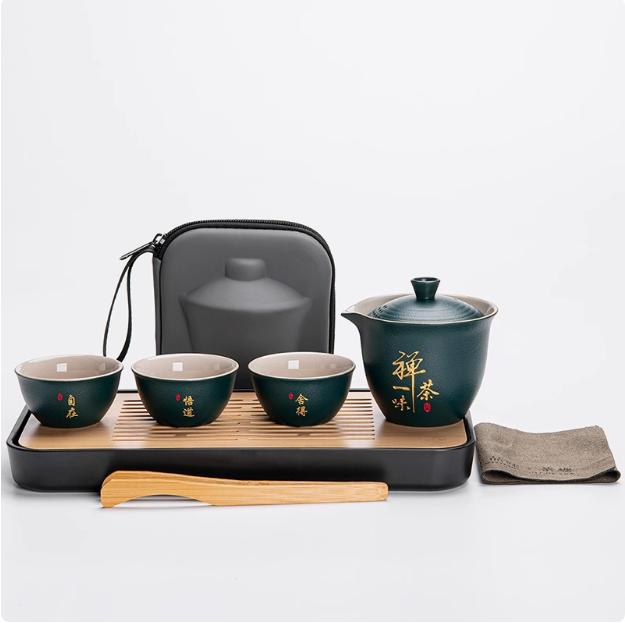 Travel Tea Set Quick Cup Portable Camping Outdoor Travel Brewing Tea Cup One Pot Three Cups Teapot