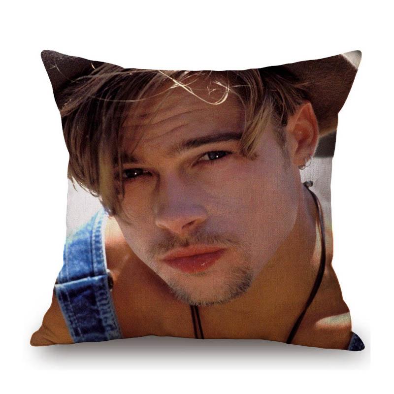 Sexy Krásný Super Hvězda Brad Pitt Svalovec Fanoušci Dárek Bavlna Len Pohovka Polštář na pohovku Potah Dekorace Domu Umělecký Potah na polštář