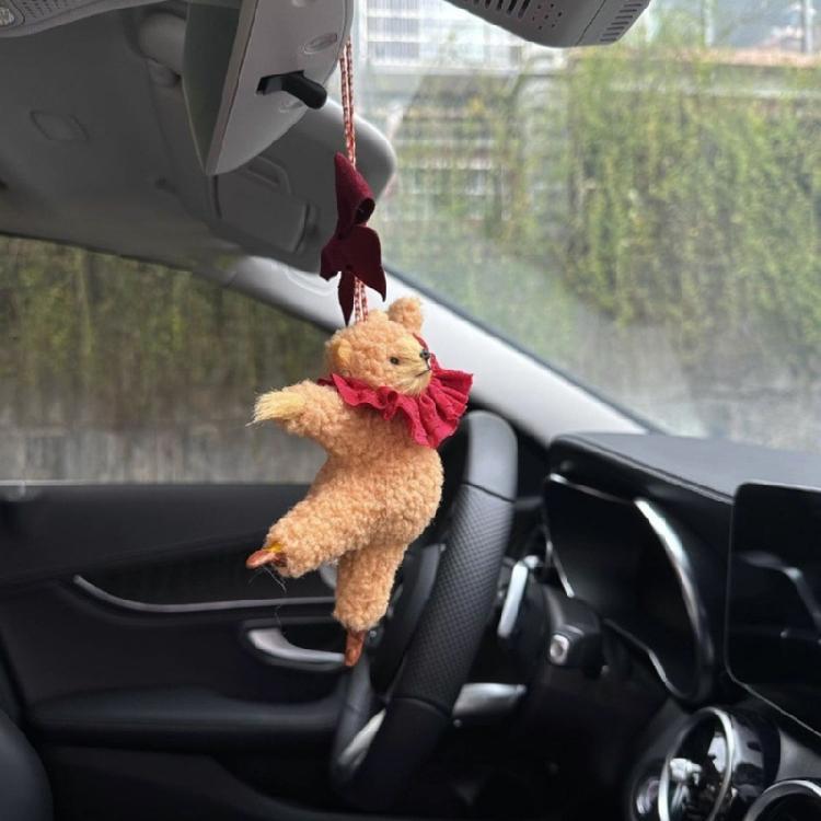 Ballet Bear Keychain Plush Hanging Ornament for Bags Keys Car Interior Pendant Decoration Daily Use Keyring Accessories