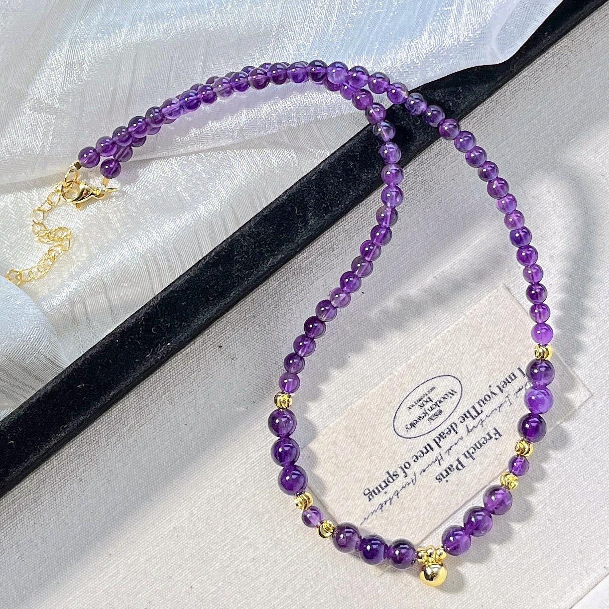 4Mm Natural Amethyst Design Clavicle Chain Necklace