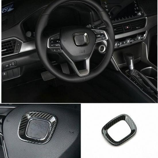 For Honda Accord 10th 18- Carbon Fiber Steel Steering Wheel Cover Panel Trim