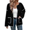 Loose Women's Fleece Jacket Autumn Winter Outerwear Color Block Oversize Coat Cross-Border E-commerce Independent Station