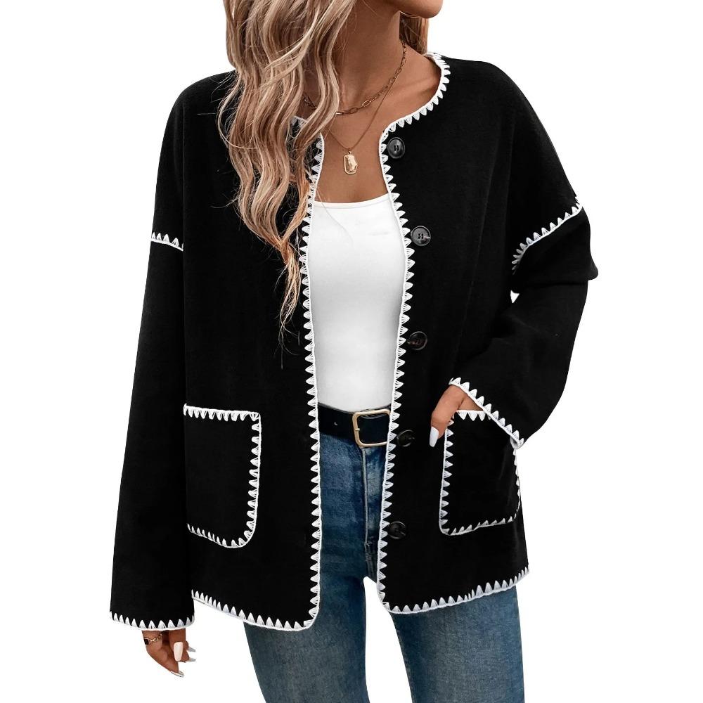 Loose Women's Fleece Jacket Autumn Winter Outerwear Color Block Oversize Coat Cross-Border E-commerce Independent Station