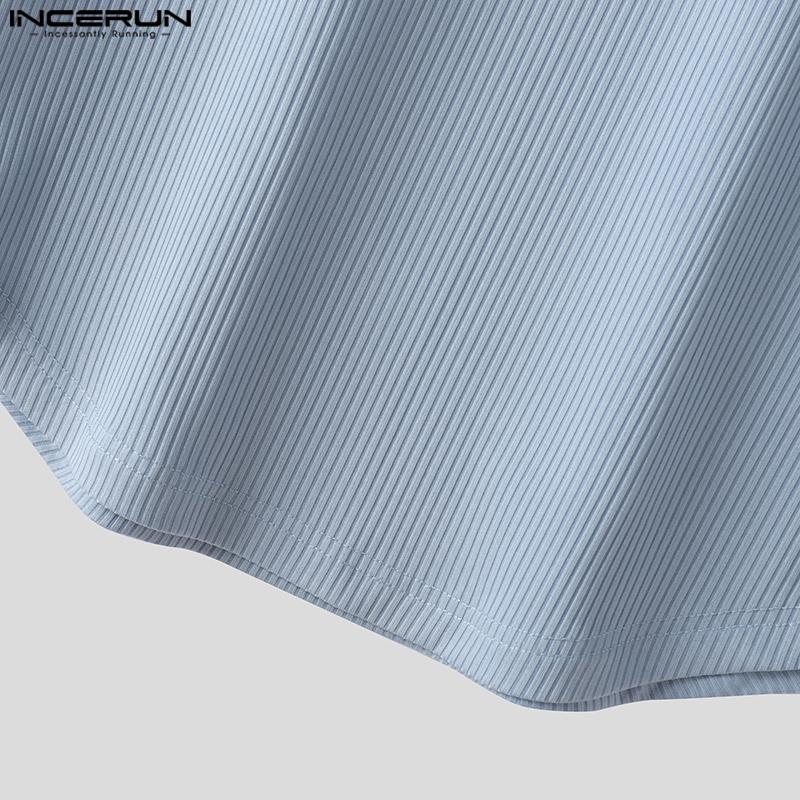 INCERUN Men Round Neck Long Sleeve Rib Casual Fitted Tops T-shirts Undershirts