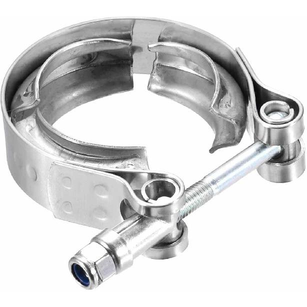 HARFINGTON V Band Clamp 1.5 Inch 304 Stainless Steel V-Band Bolt Clamp for Exhaust Systems Downpipe Exchange Car Accessories, Silver