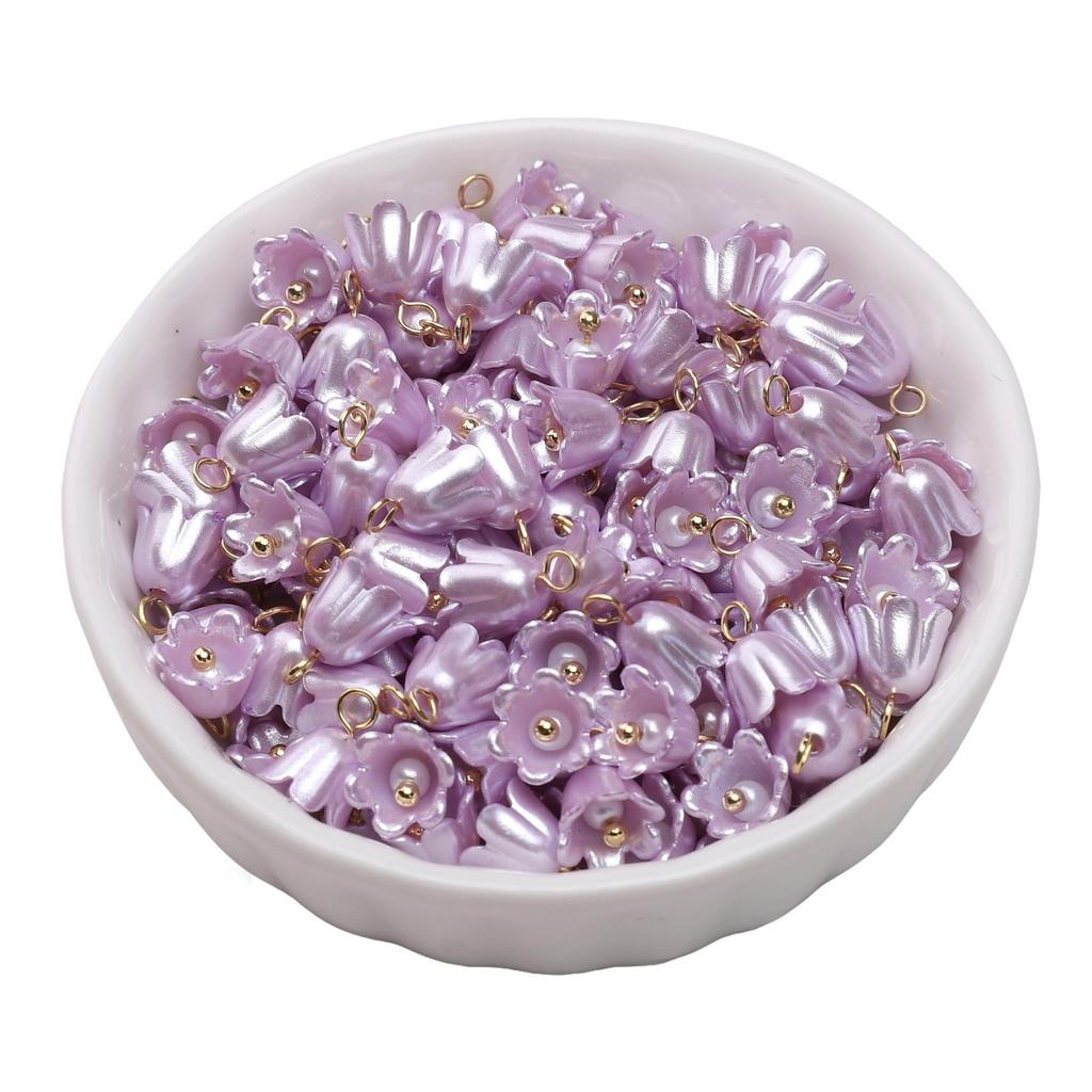 Acrylic Imitation Pearl Color Preservation Cream Lily Orchid Charms Pendant For Jewelry Making Accessories