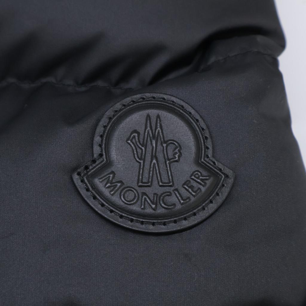 MONCLER 2015 MAUVEZIN Leather Logo Patch Knit Collar Short Down Jacket Jacket 3 blackUsed