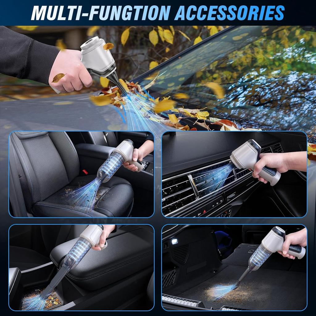 Handheld Car Vacuum - 15000Pa Cordless Wet/Dry, 120W High Power with Complete Accessory Kit for Cars, Pet Hair, Home & Office