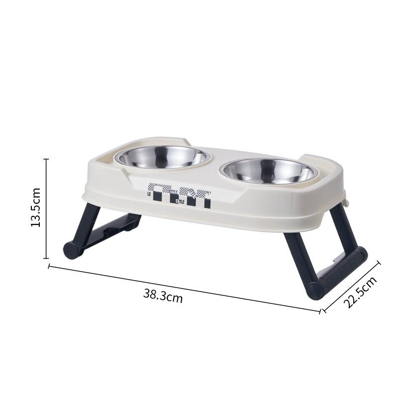 Comedero doble elevado para mascotas ajustable y plegable para gatos y perros