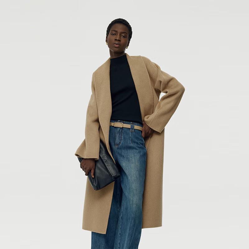 GOELIA Women's Camel Wool Robe Coat