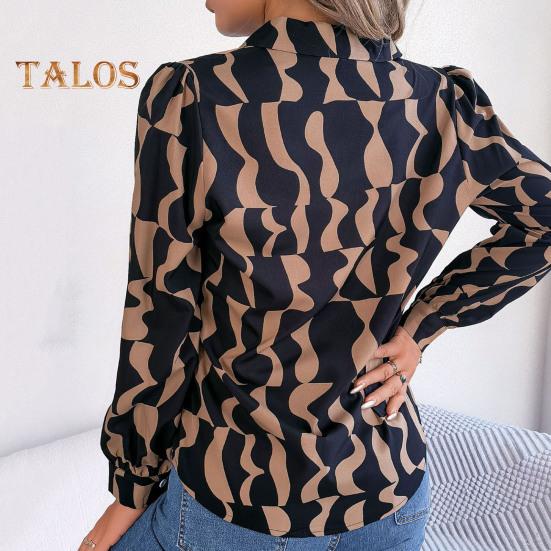 Dámská košile se zapínáním na knoflíky Ležérní Dlouhý rukáv Klopa Top Volný Potištěný streetwear Oblečení na pracovní párty Dovolená Cestování