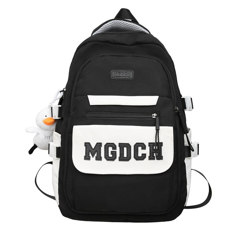 

Цветной блок, мужской рюкзак, студенческая школьная сумка большой емкости, женский рюкзак с буквенным принтом чёрный