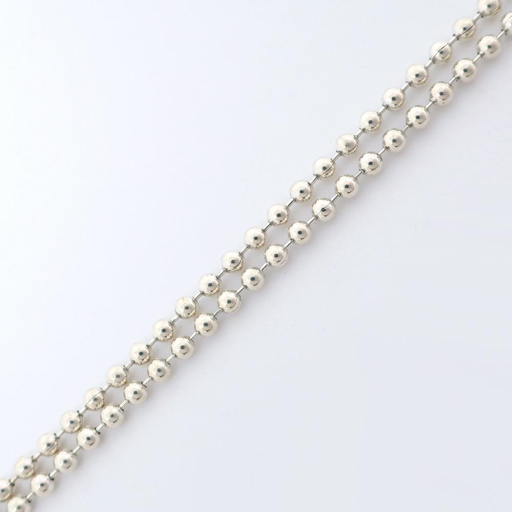 Gucci Logo Bar Necklace Double Ball Chain Silver925 22.3g Unisex Used