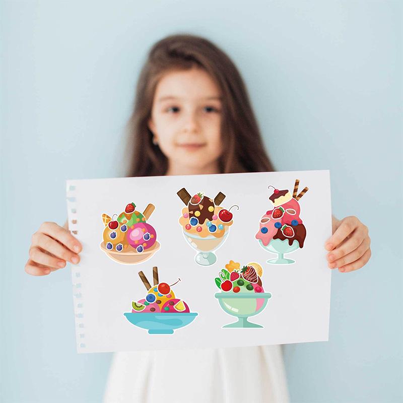 6 Sheetsset Make A Ice Cream Candy Puzzle Stickers Children Diy Assembled Stickers Kids Gift