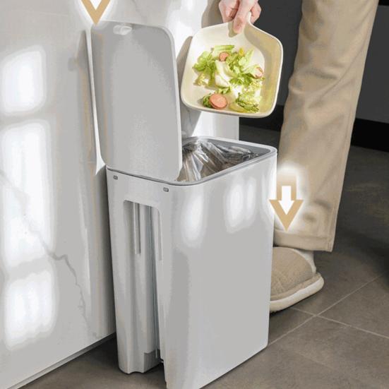 Slim Bathroom Trash Can 2 Gal/ 3 Gal Garbage Can with Lid Soft Close Step Pedal Trash Bin Odor Control Waste Bin for Bathroom Bedroom Kitchen Office