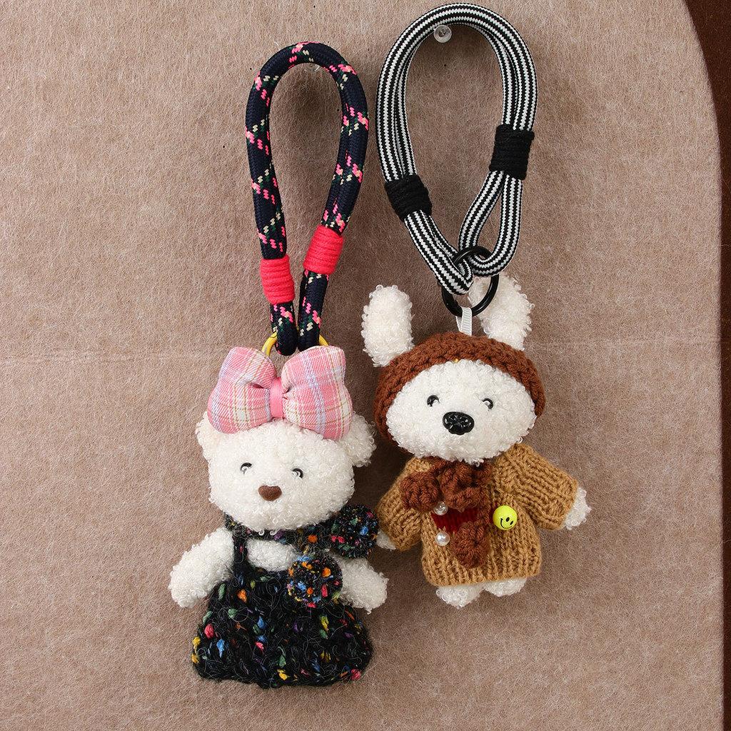 Plush Teddy Bear Car Pendant With Cartoon Design For Kids And Teens