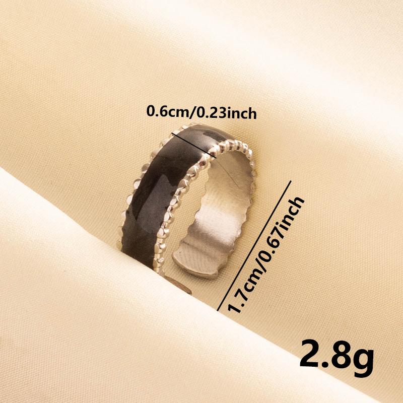 Punk Silver Color Black Enamel Sun Moon Star Eye Rings For Women Men Accessories Stainless Steel Ring Open Finger Jewelry Bagues