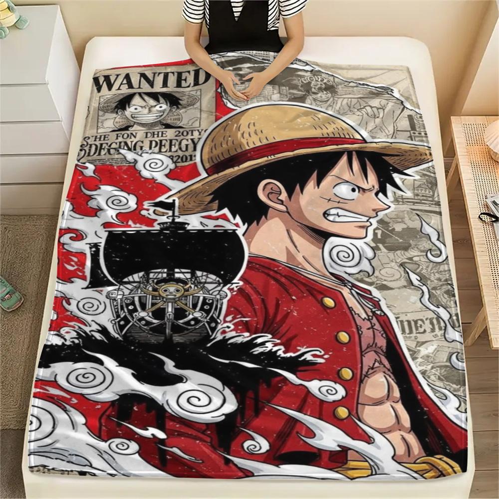 Luffy Holiday Travel Essential Printed Blanket, Flannel Blanket Ideal for Bedroom, Sofa, Bed and Picnic Party.-TING
