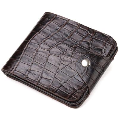 Practical Men's Bifold Wallet Made of Genuine Textured Leather with Crocodile Embossing CANPELLINI Purse 21578 Brown