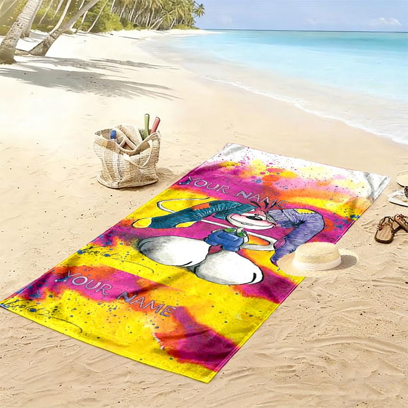 Diddl Custom Name Print Beach Towel, Large Soft Quick Dry Towel for Beach Camping Swimming