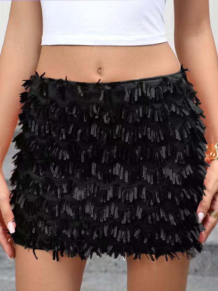 Fustă scurtă cu paiete sexy europeană și americană: Slăbire & Elegant pentru Femei